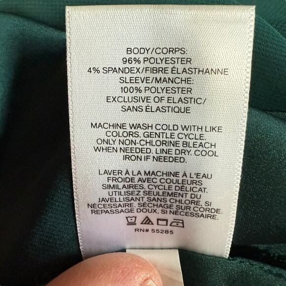 Express Square Neck Cut-Out Back Blouson Sleeve Top M Green Smocked Crop Fairy - Picture 5 of 8